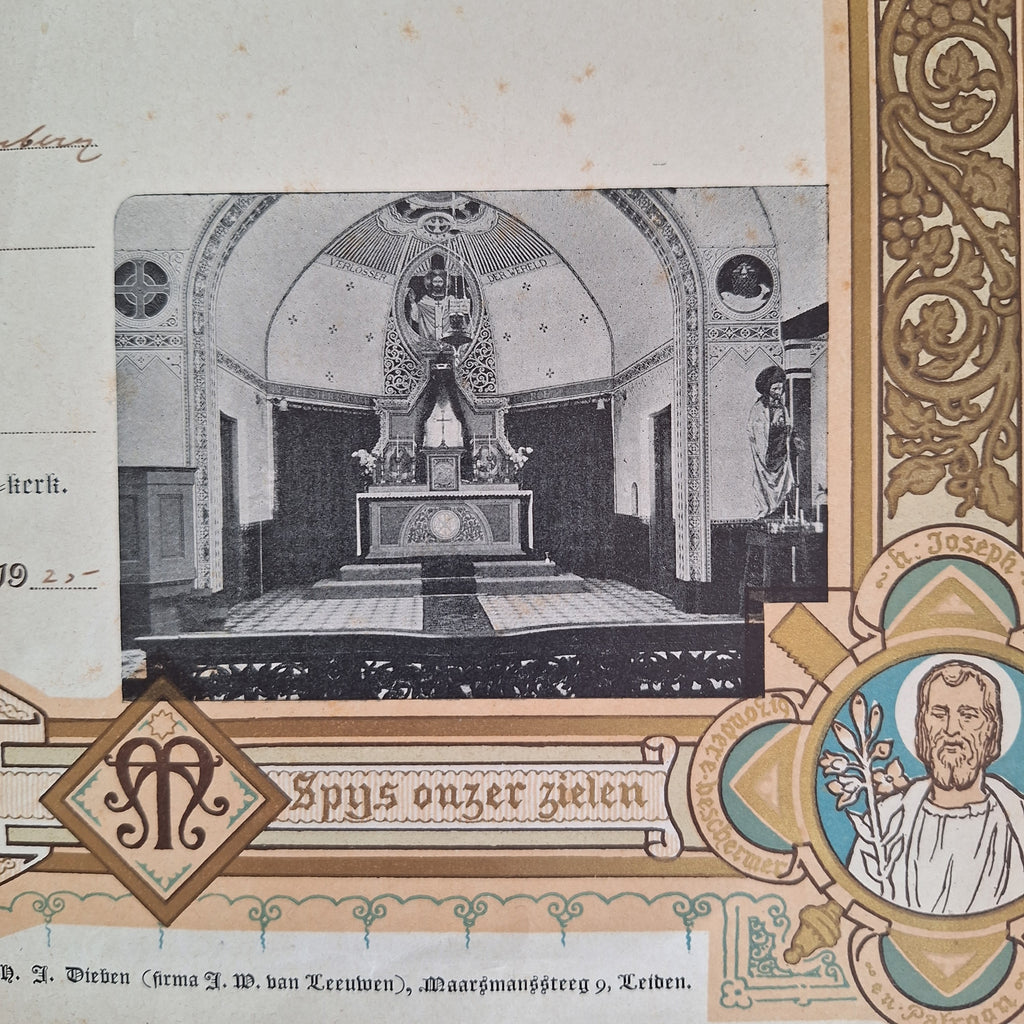 Getuigschrift Catechismus 1925 - Katholieke Oorkonde - 31,5 x 40 cm