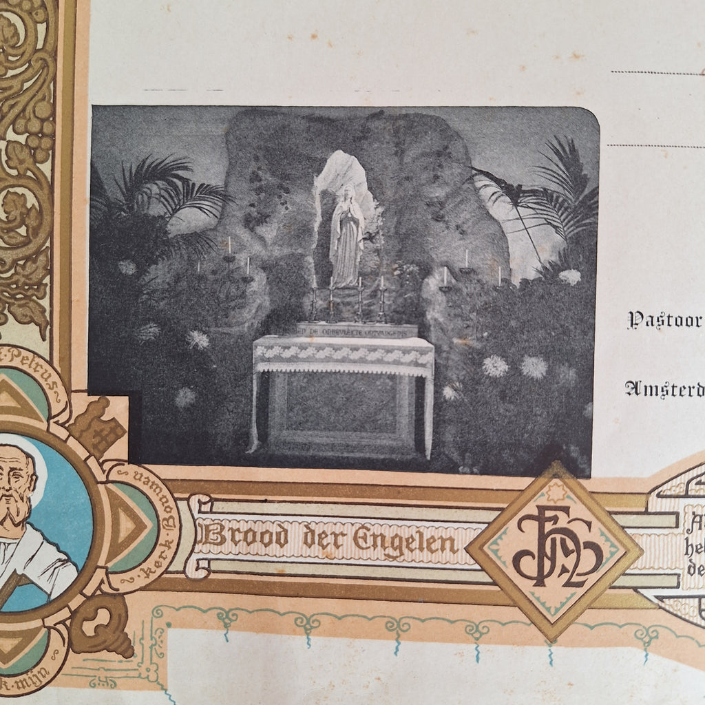 Getuigschrift Catechismus 1925 - Katholieke Oorkonde - 31,5 x 40 cm