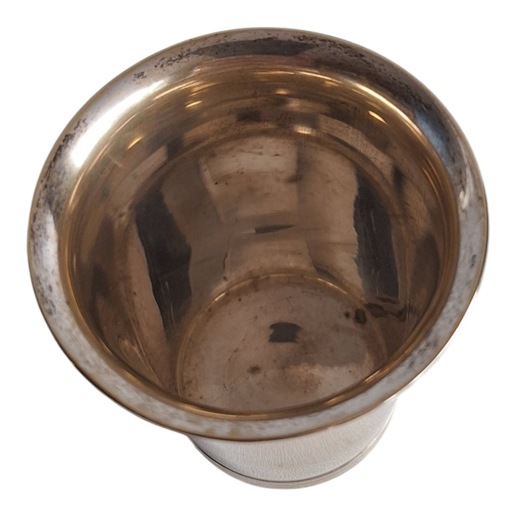 Vintage messing drinkbeker - Mint Julep stijl met geprofileerde ringen - h 7,5 cm