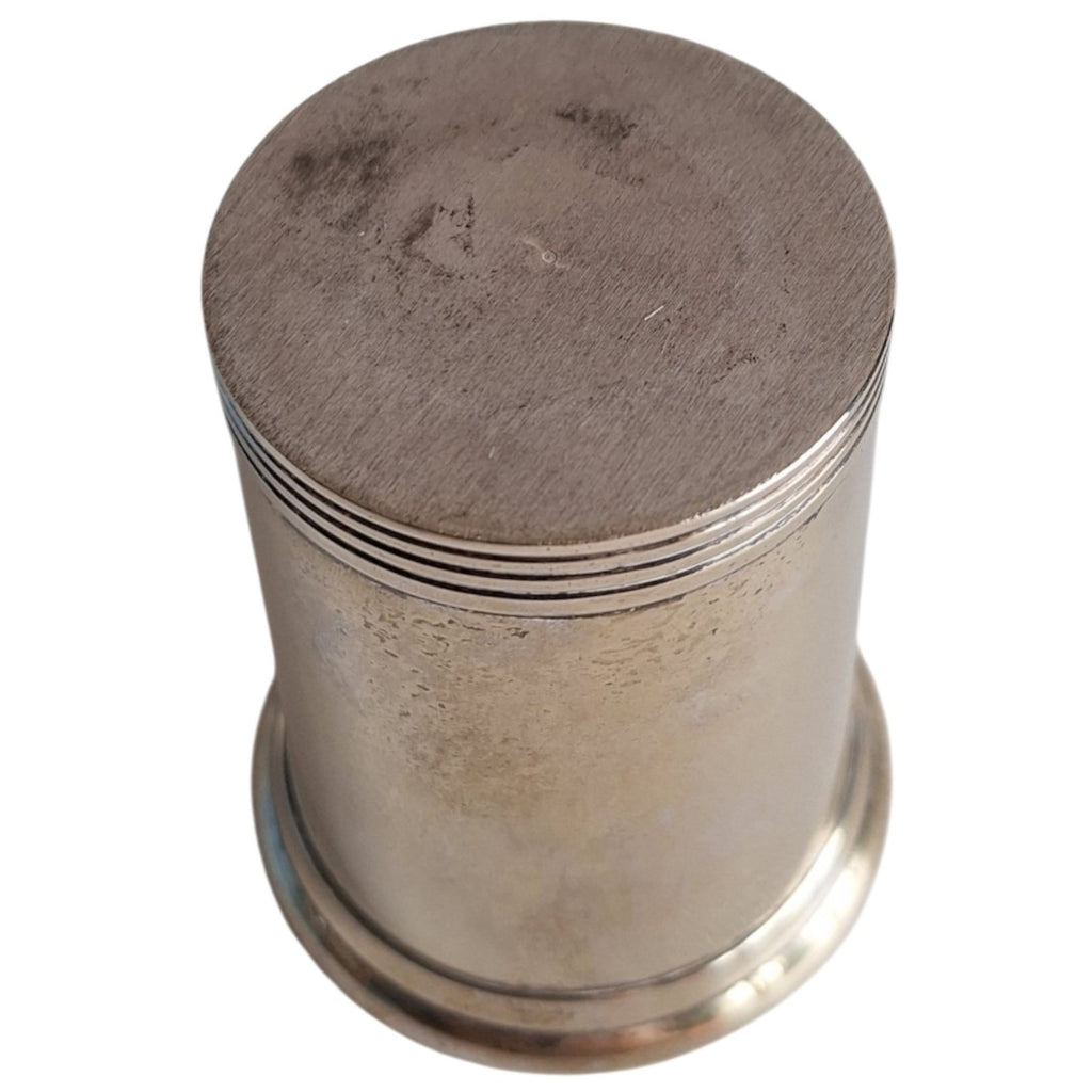Vintage messing drinkbeker - Mint Julep stijl met geprofileerde ringen - h 7,5 cm