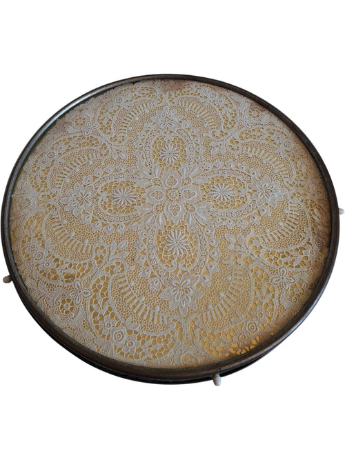 Art Deco Draaitableau - Lazy Susan met Kant en Glazen Blad - Ø 47 cm