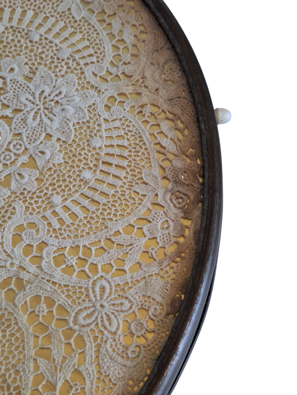 Art Deco Draaitableau - Lazy Susan met kant en glazen blad - Ø 47 cm