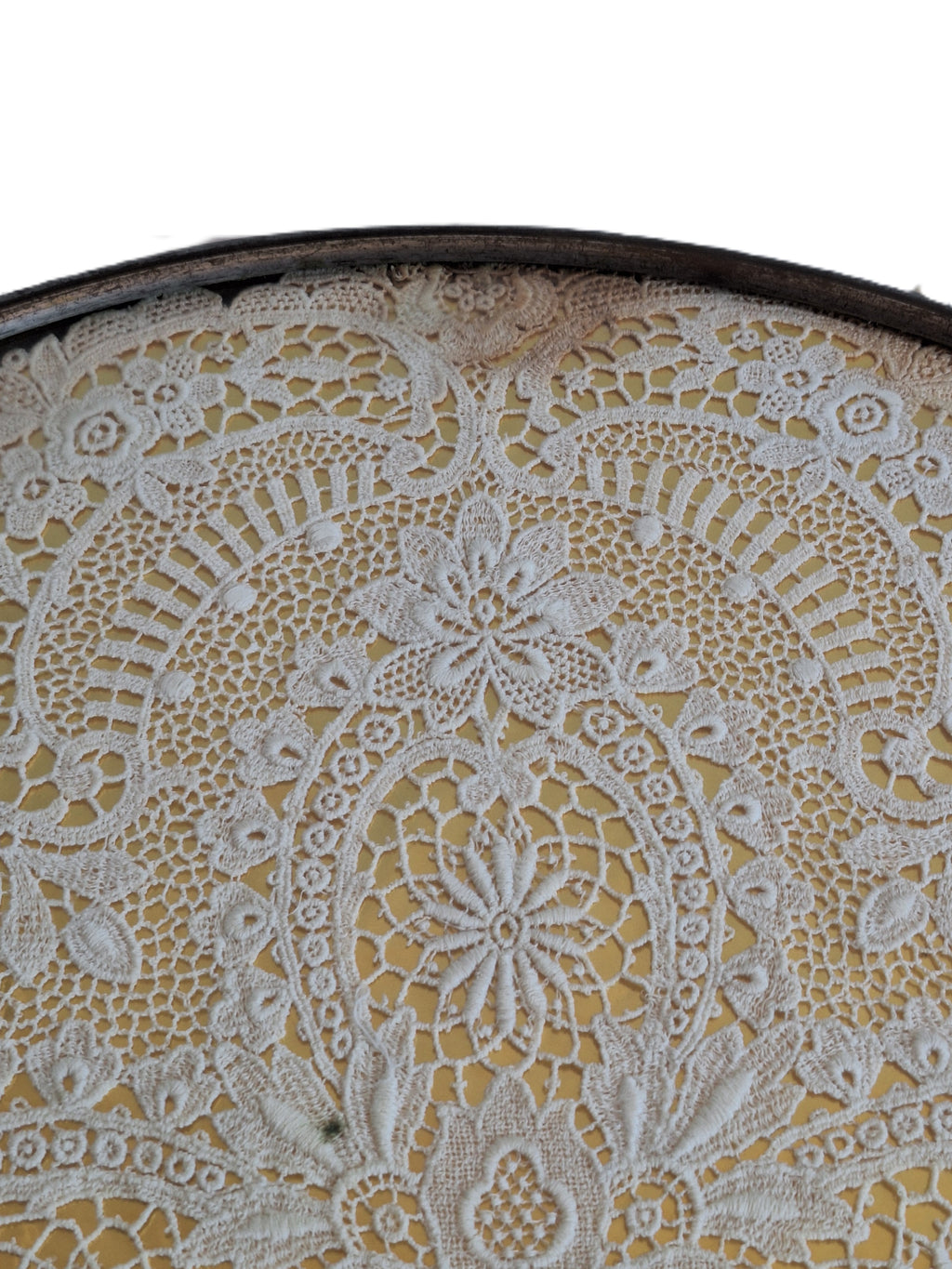 Art Deco Draaitableau - Lazy Susan met kant en glazen blad - Ø 47 cm