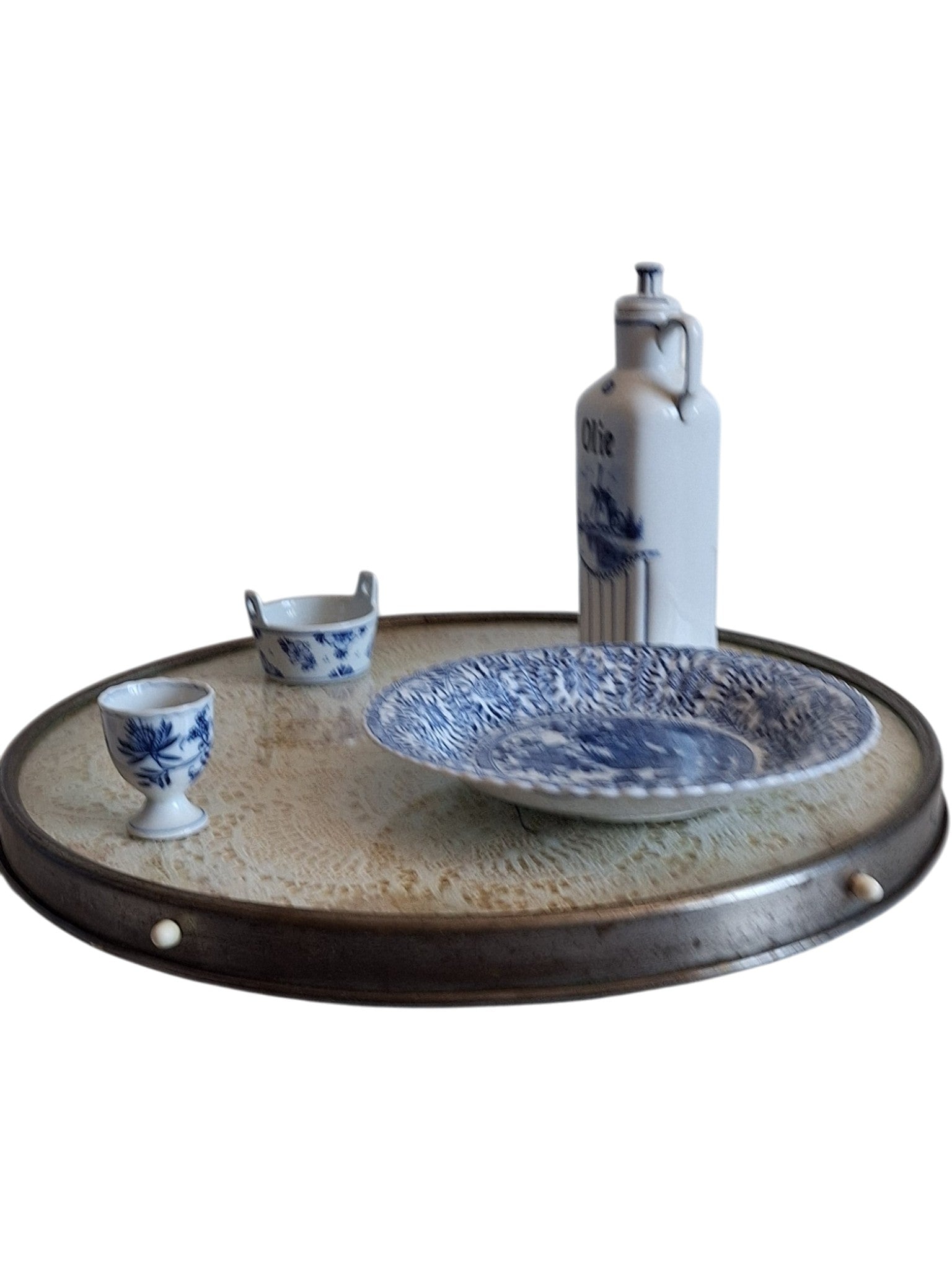 Art Deco Draaitableau - Lazy Susan met kant en glazen blad - Ø 47 cm