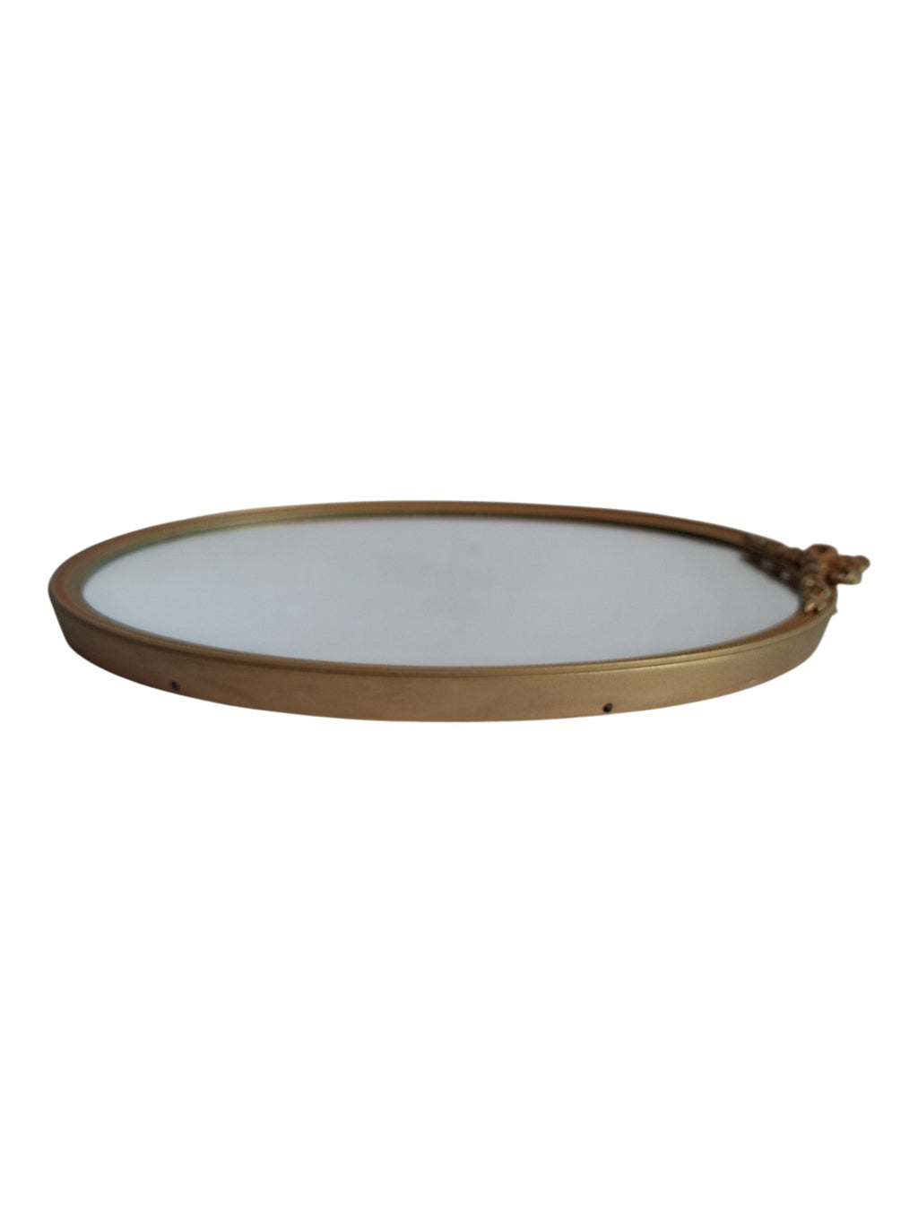 Ovale wandspiegel - neoclassicistisch goudkleurig met strikornament - 33 x 25,5 cm
