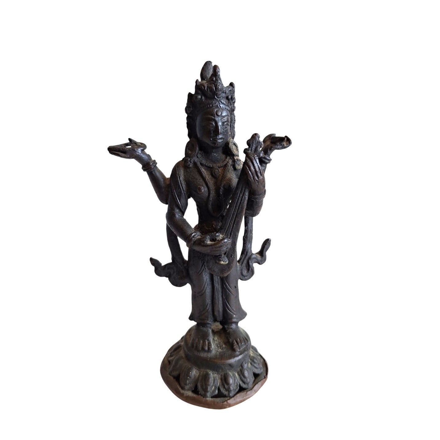 Saraswati Beeld Brons - Hindoeïstische Godin van Kennis en Muziek