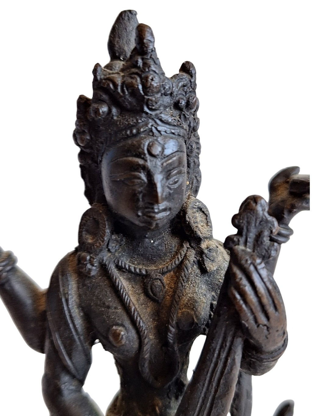 Saraswati Beeld Brons - Hindoeïstische Godin van Kennis en Muziek