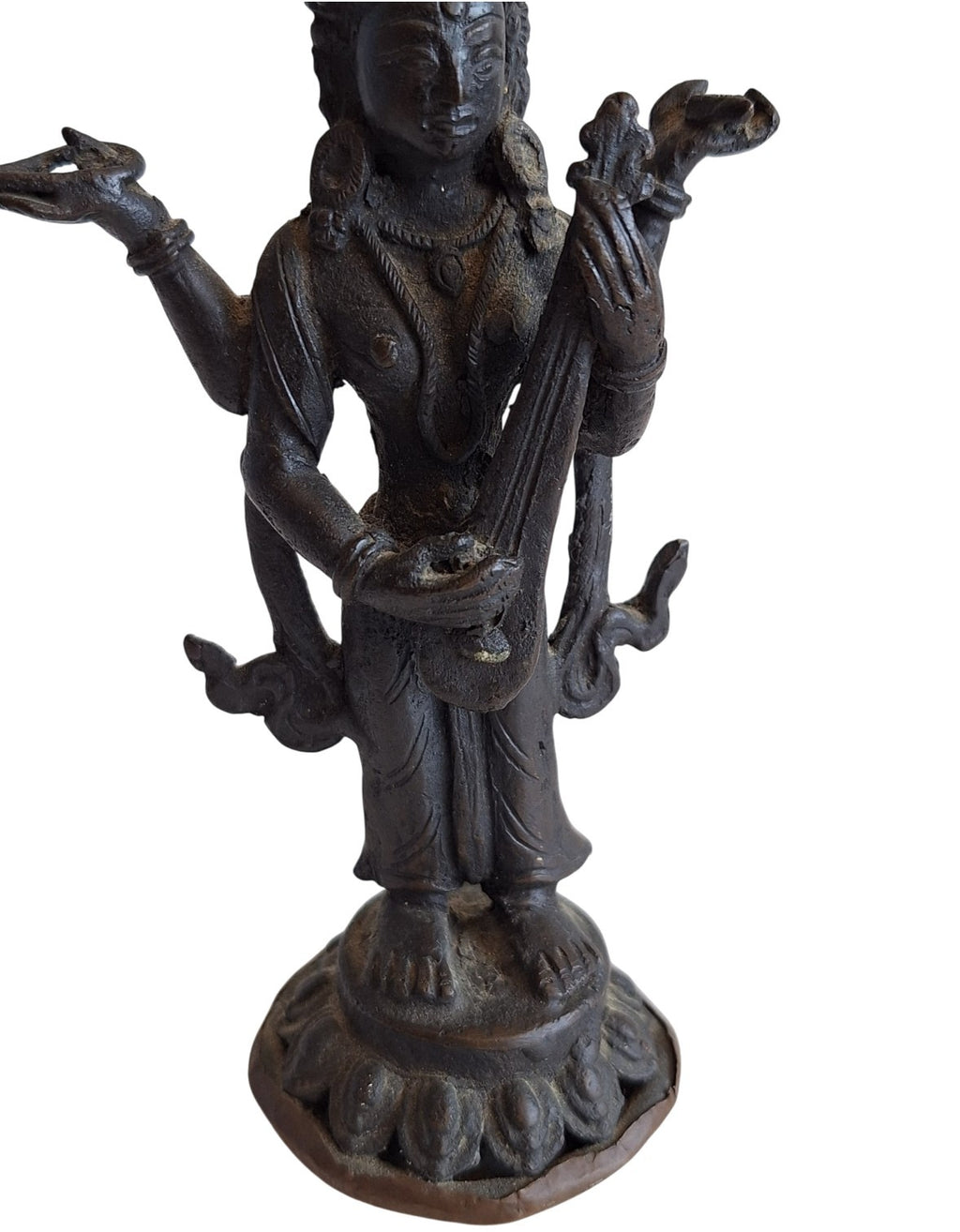 Saraswati Beeld Brons - Hindoeïstische Godin van Kennis en Muziek