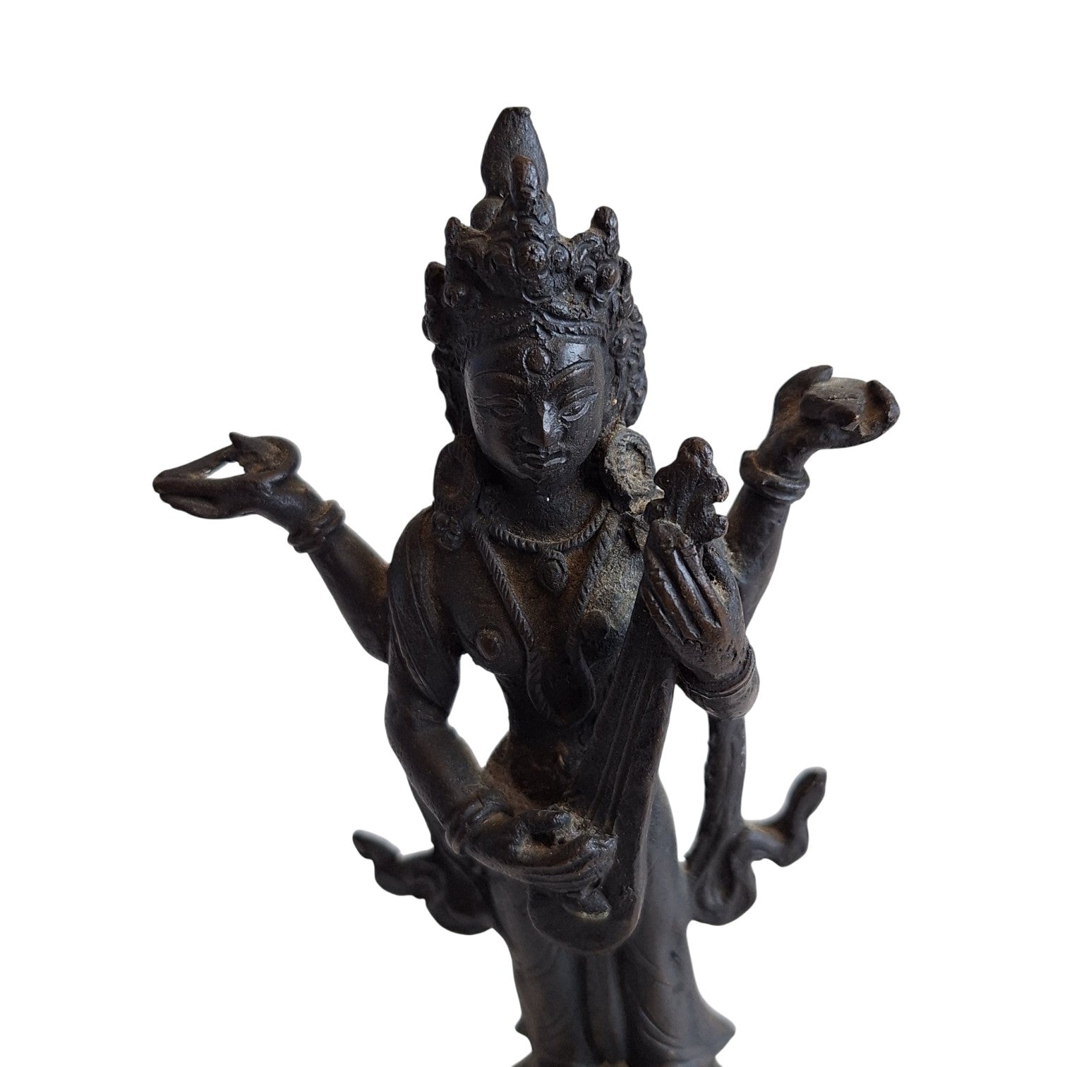 Saraswati Beeld Brons - Hindoeïstische Godin van Kennis en Muziek