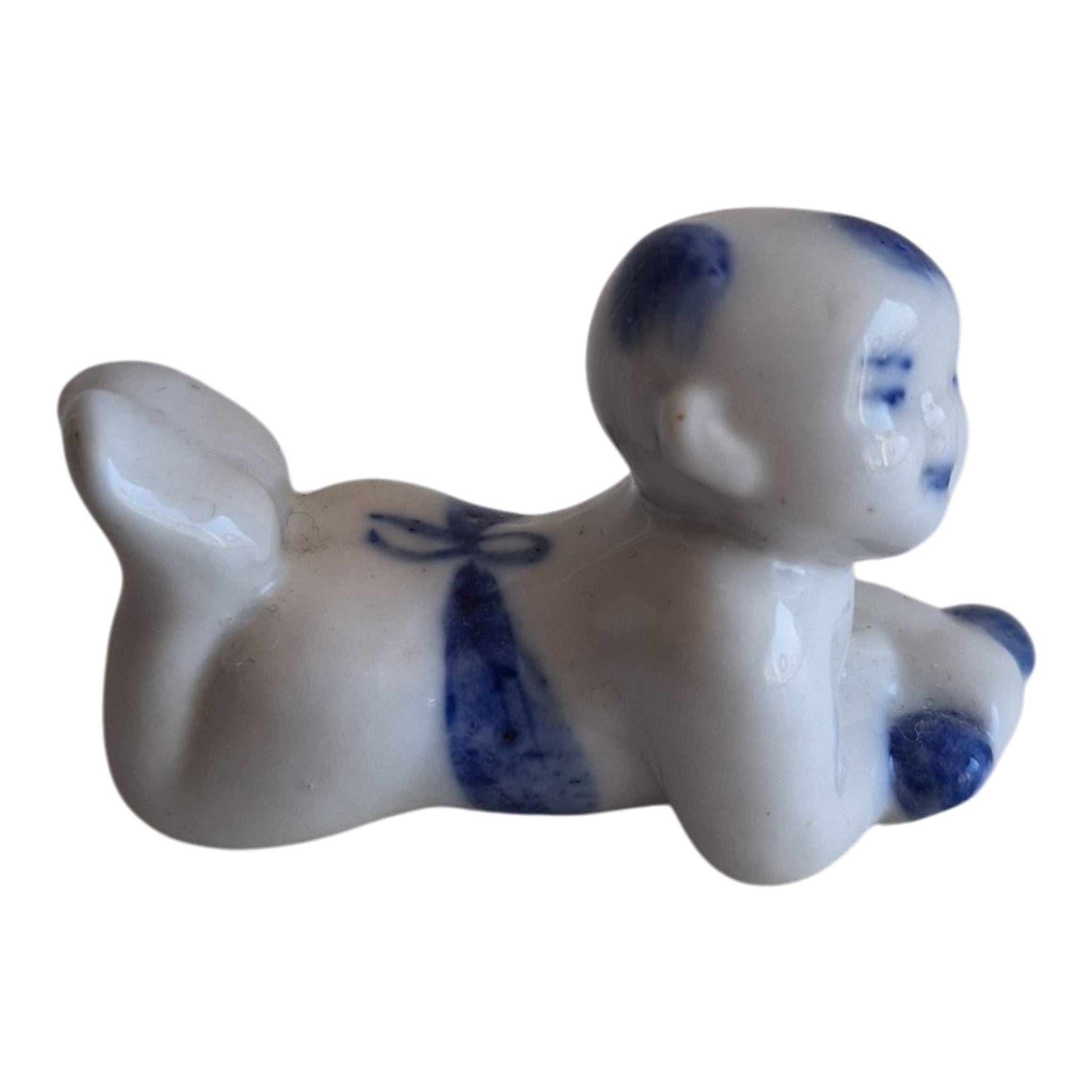 Chinees Blauw-Wit Porseleinen Karako Beeldje - Eetstokjeshouder