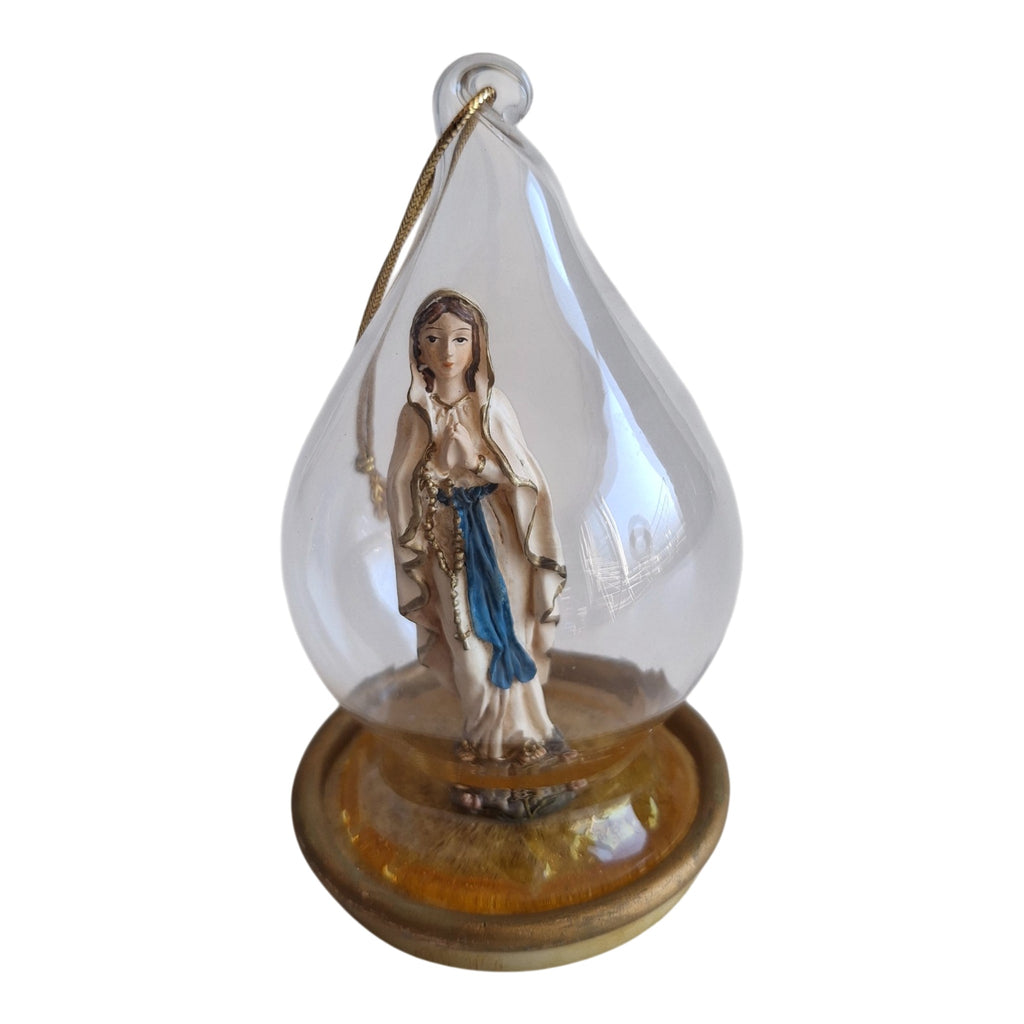 Maria van Lourdes Beeldje in Glazen Stolp - Devotie-object