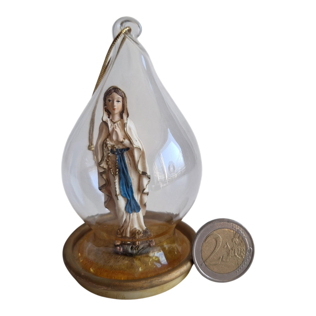 Maria van Lourdes Beeldje in Glazen Stolp - Devotie-object