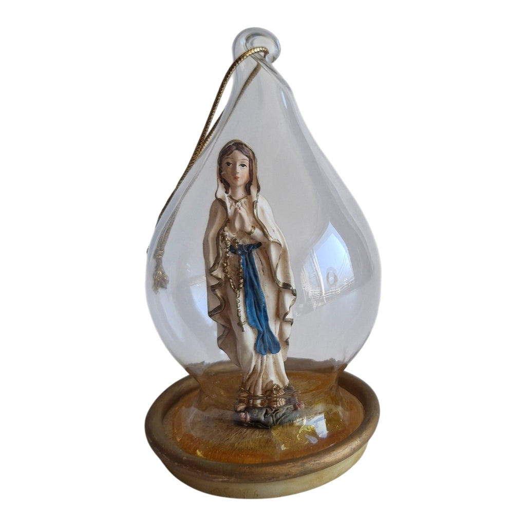 Maria van Lourdes Beeldje in Glazen Stolp - Devotie-object