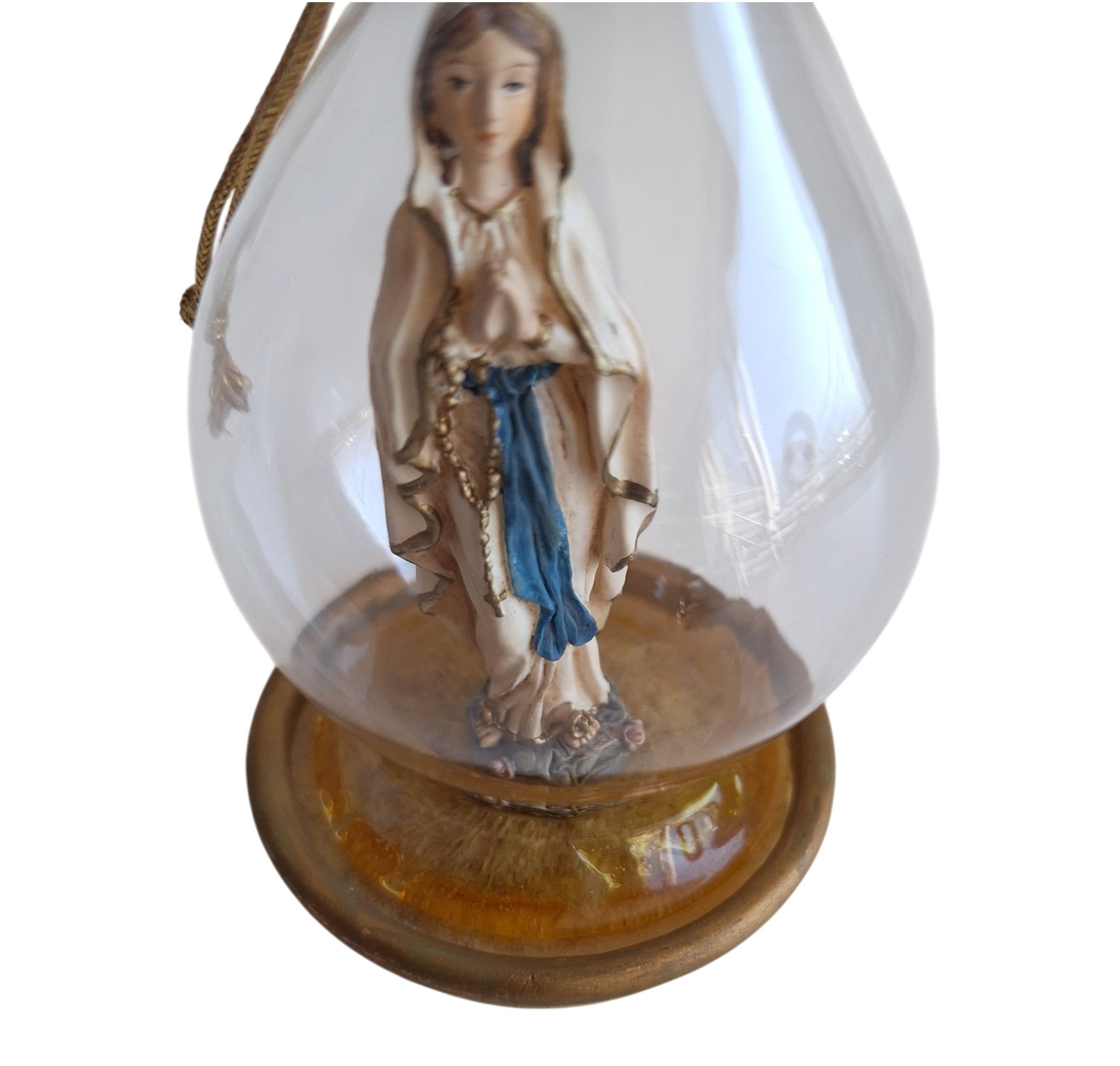Maria van Lourdes Beeldje in Glazen Stolp - Devotie-object