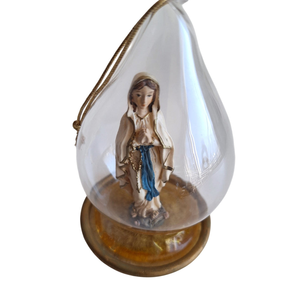 Maria van Lourdes Beeldje in Glazen Stolp - Devotie-object