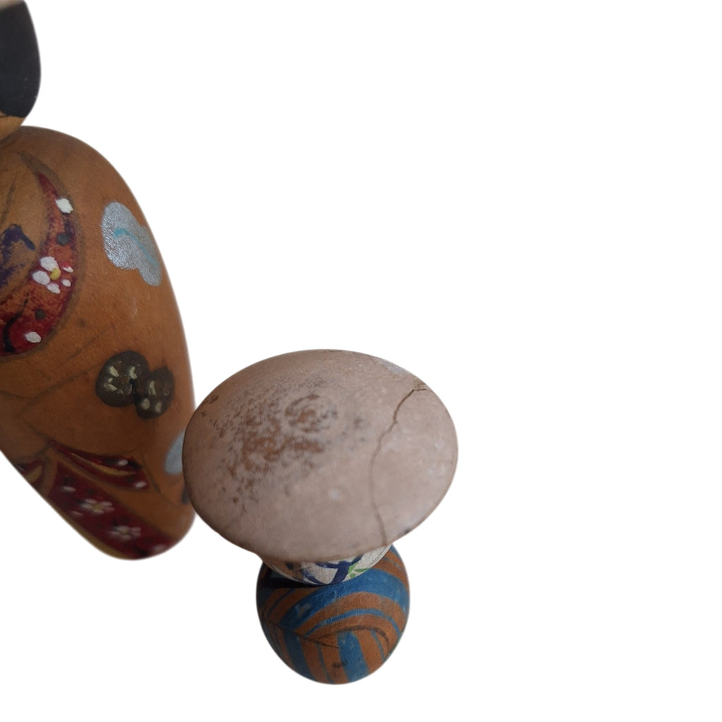 Kokeshi Poppetjes - Set van Drie - Handbeschilderd Hout met Hoedjes