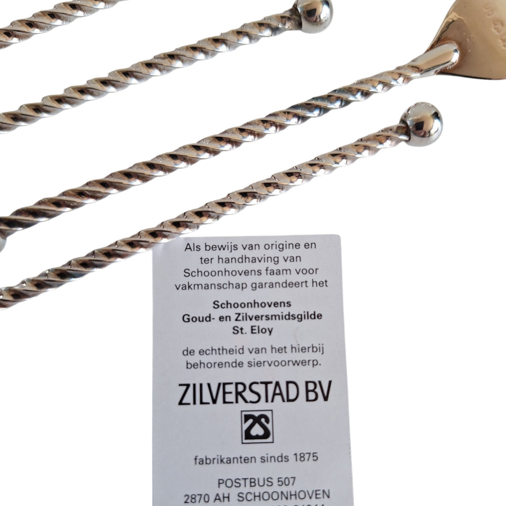 6 verzilverde gebaksvorkjes - Schoonhoven - gedraaide steel