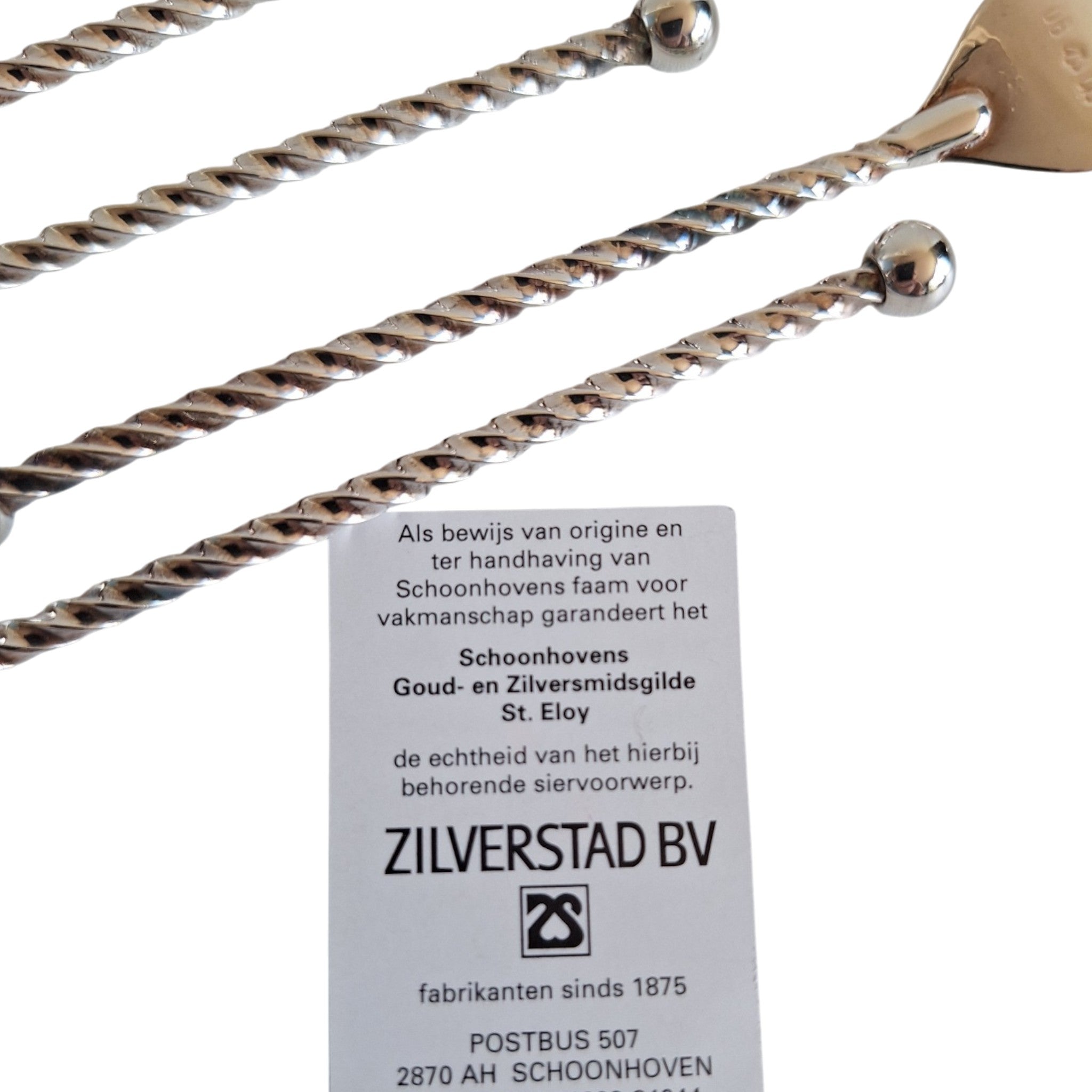 6 verzilverde gebaksvorkjes - Schoonhoven - gedraaide steel