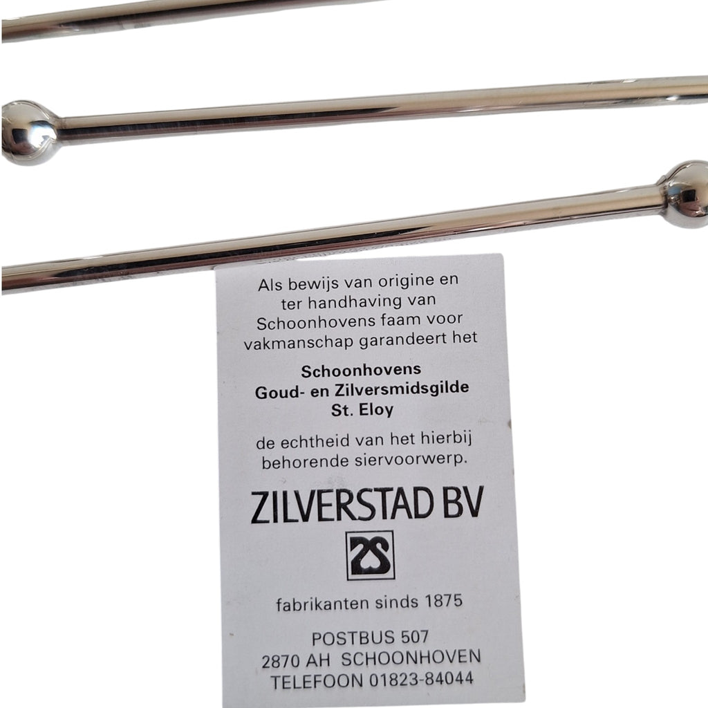 6 verzilverde gebaksvorkjes - Schoonhoven - effen steel met bolletje