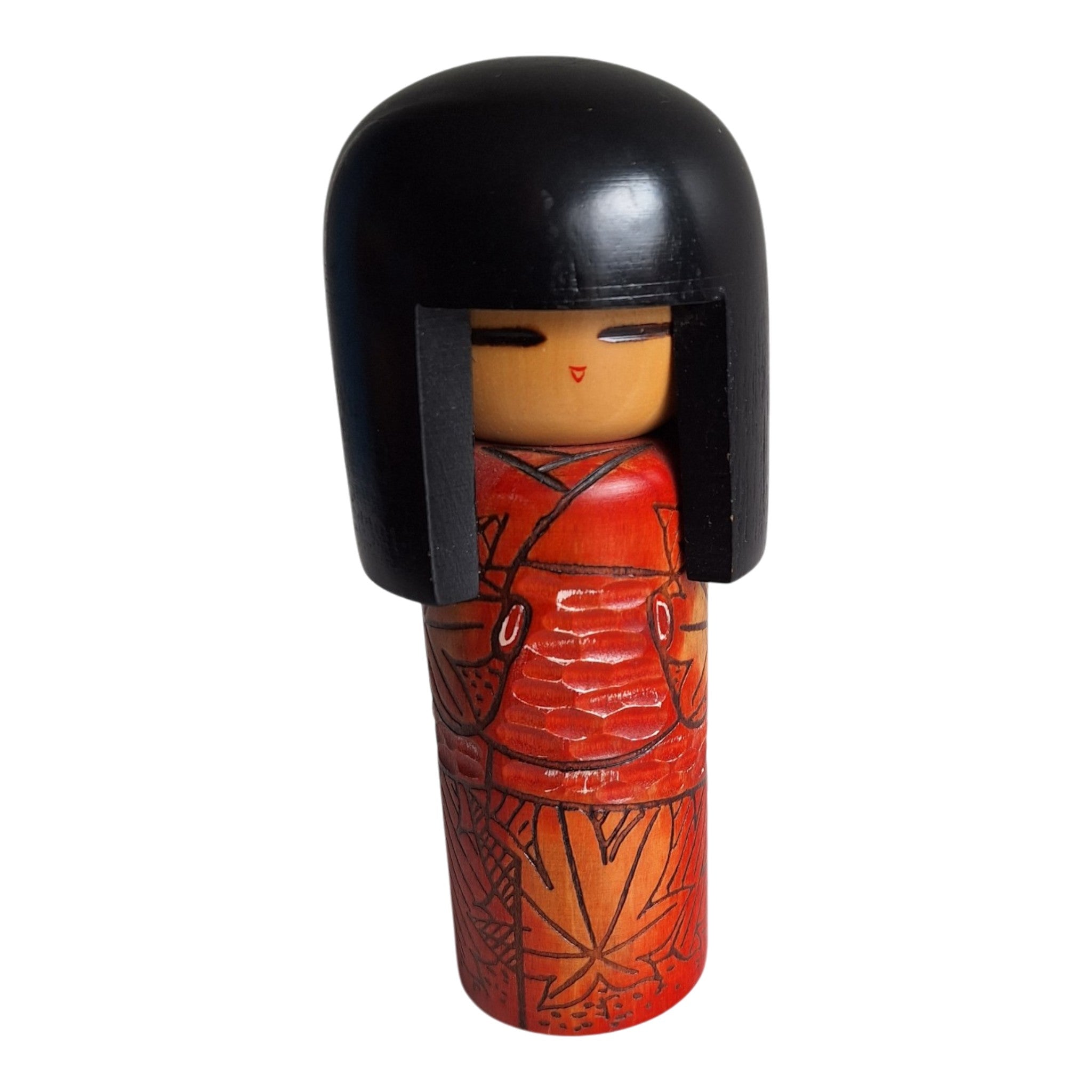 Sosaku Kokeshi - Shusaku Tokita - esdoornbladeren motief