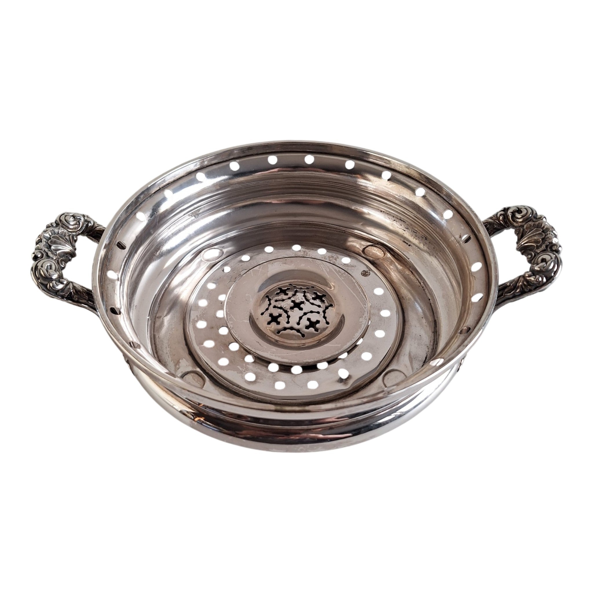 Silver-Plated Chinese Box with Porcelain Embellishment