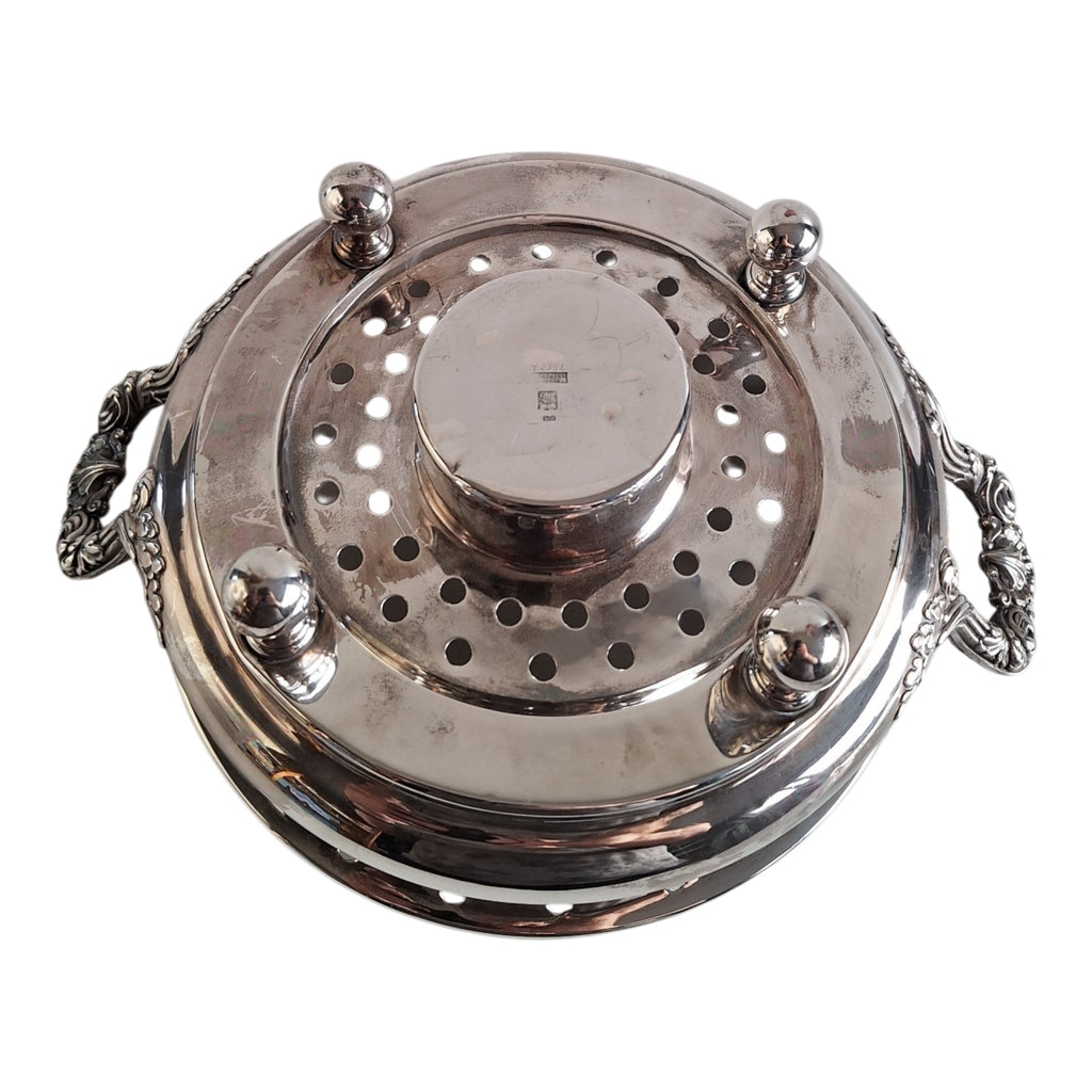Silver-Plated Chinese Box with Porcelain Embellishment