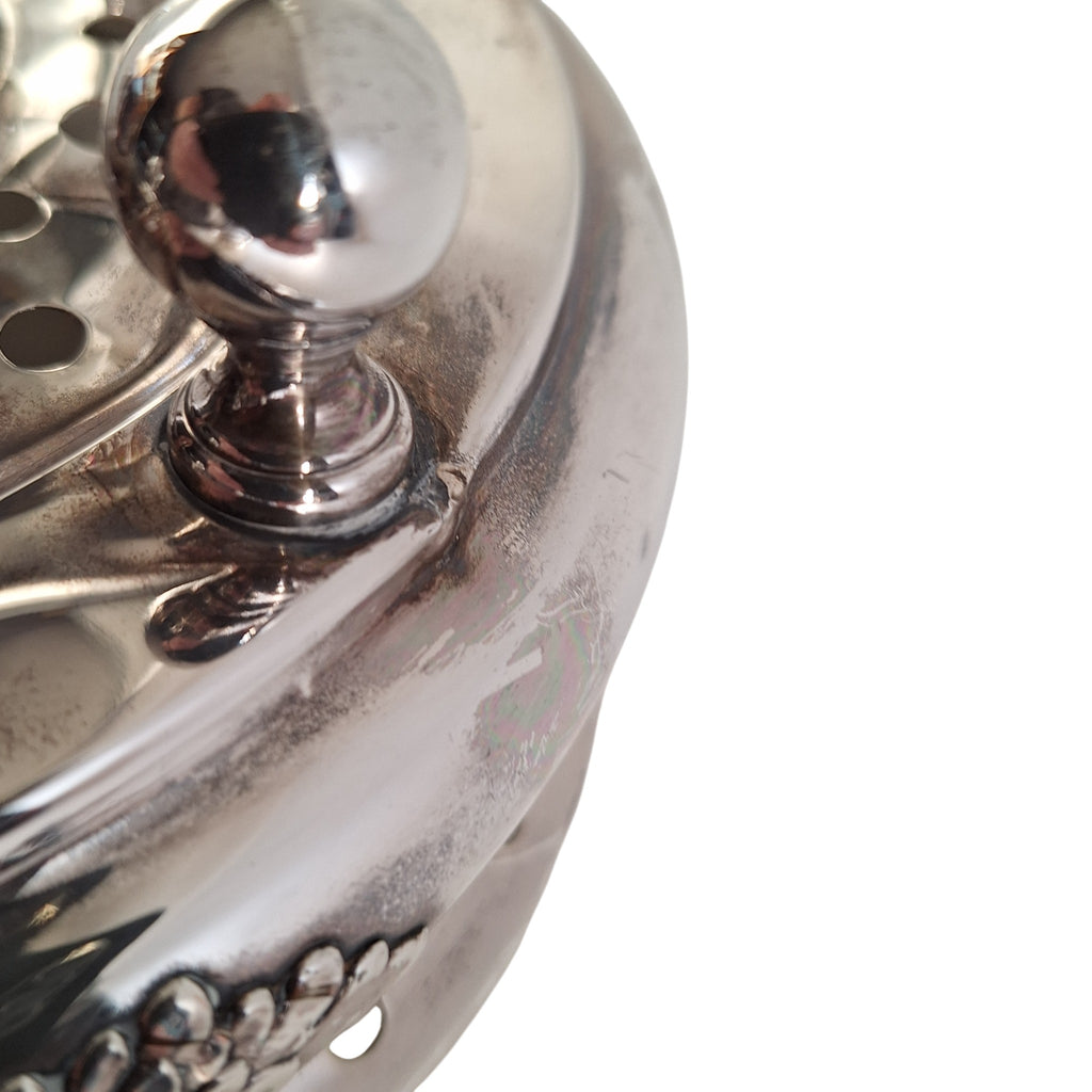 Silver-Plated Chinese Box with Porcelain Embellishment