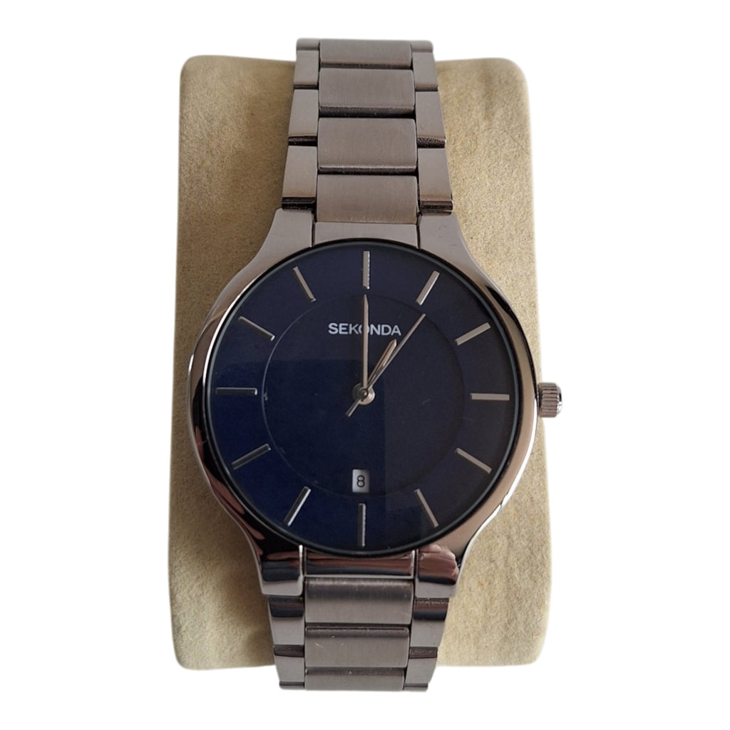 Sekonda herenhorloge - blauw wijzerplaat met datumaanduiding, 39mm