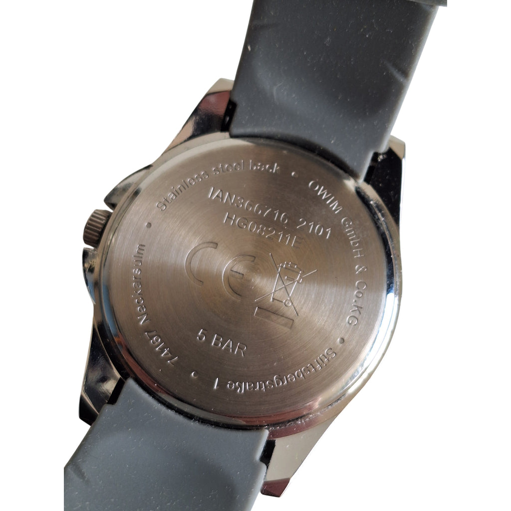 OWIM Auriol herenhorloge - donkere wijzerplaat met rubberen band, 44mm
