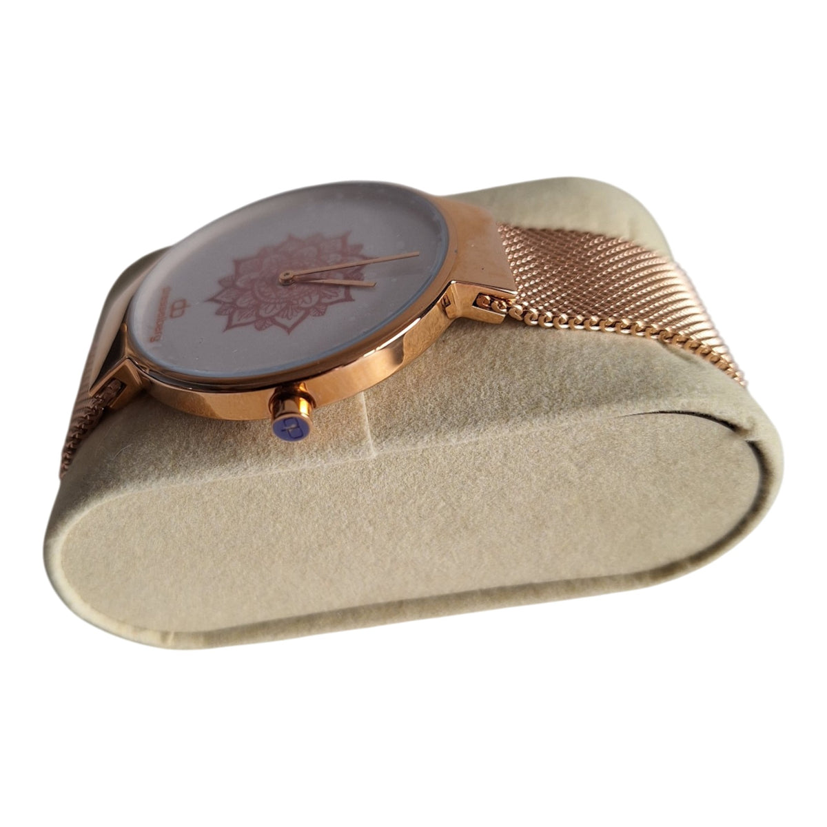 Dresselberg dameshorloge - witte wijzerplaat met mandala-print en rosé milanese band, 39mm