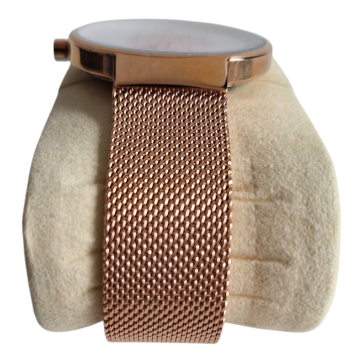 Dresselberg dameshorloge - witte wijzerplaat met mandala-print en rosé milanese band, 39mm