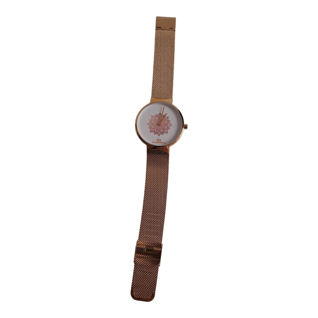 Dresselberg dameshorloge - witte wijzerplaat met mandala-print en rosé milanese band, 39mm