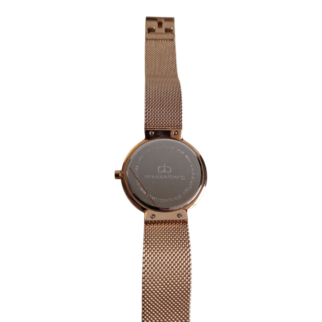 Dresselberg dameshorloge - witte wijzerplaat met mandala-print en rosé milanese band, 39mm