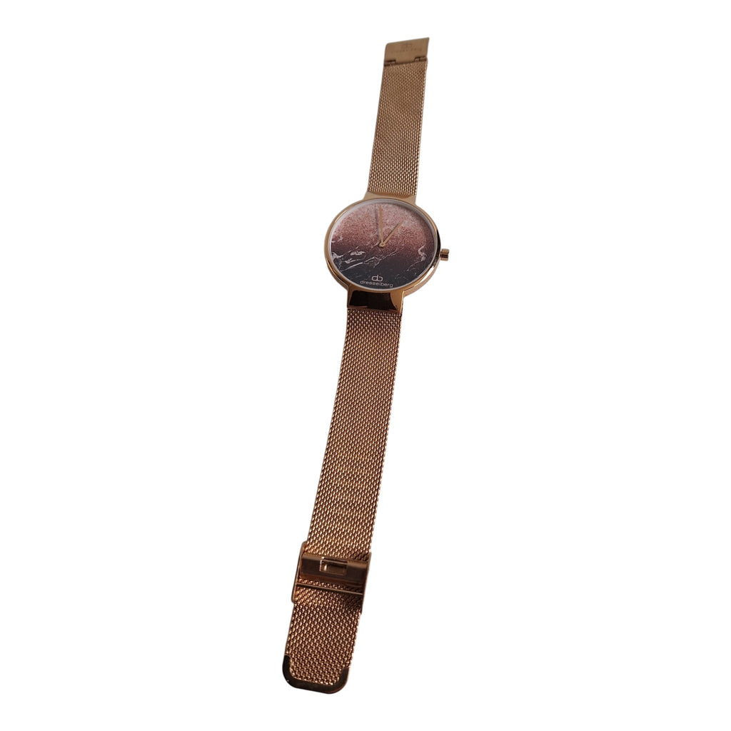 Dresselberg dameshorloge - rosé-goud met gemarmerde wijzerplaat en mesh band, 39mm