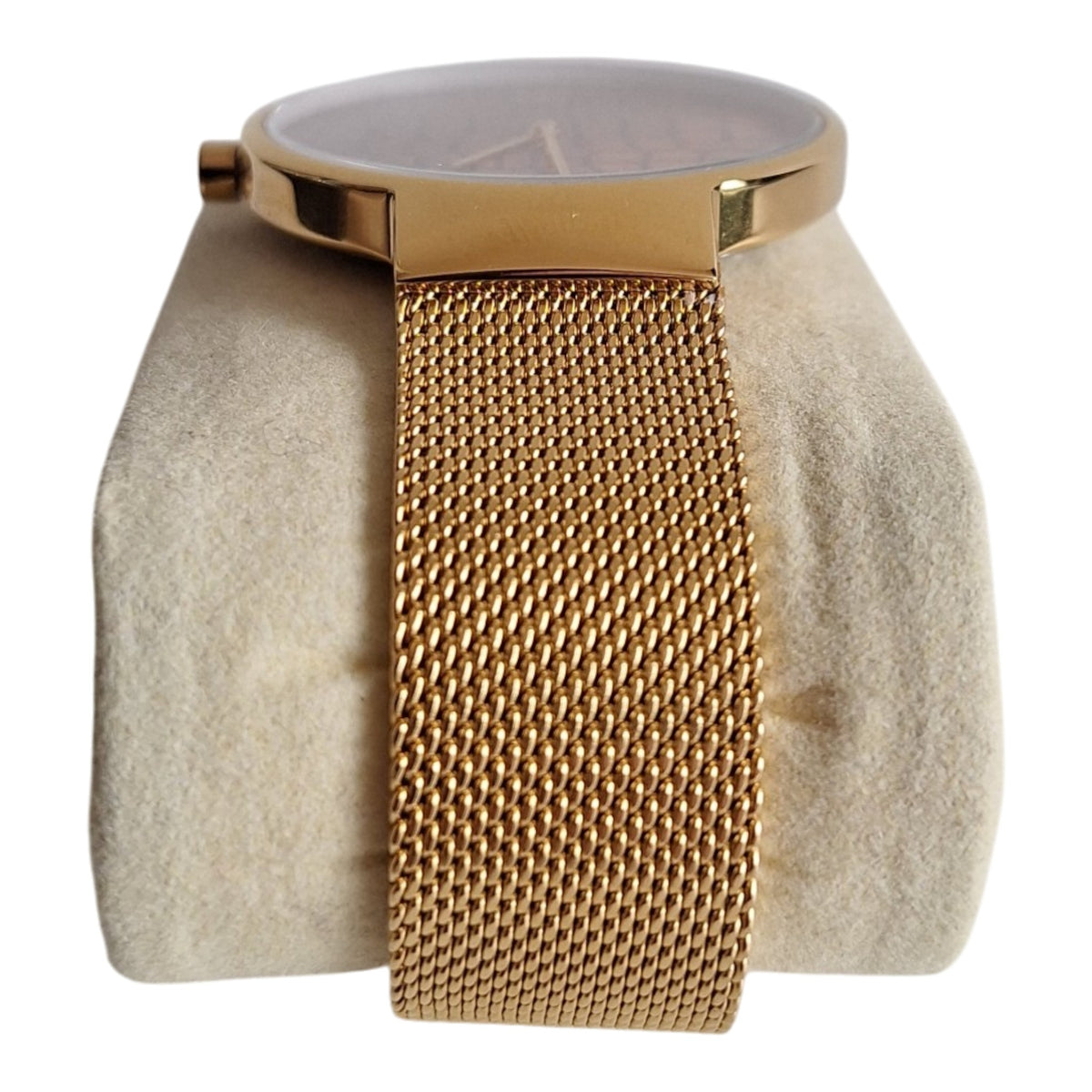 Dresselberg dameshorloge - gouden kast met slangenprint wijzerplaat en mesh band, 39mm