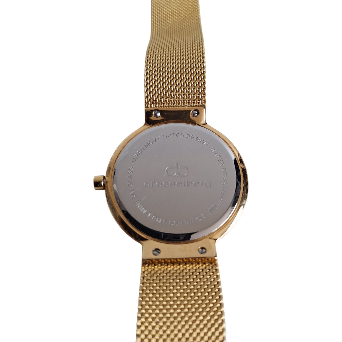 Dresselberg dameshorloge - gouden kast met slangenprint wijzerplaat en mesh band, 39mm