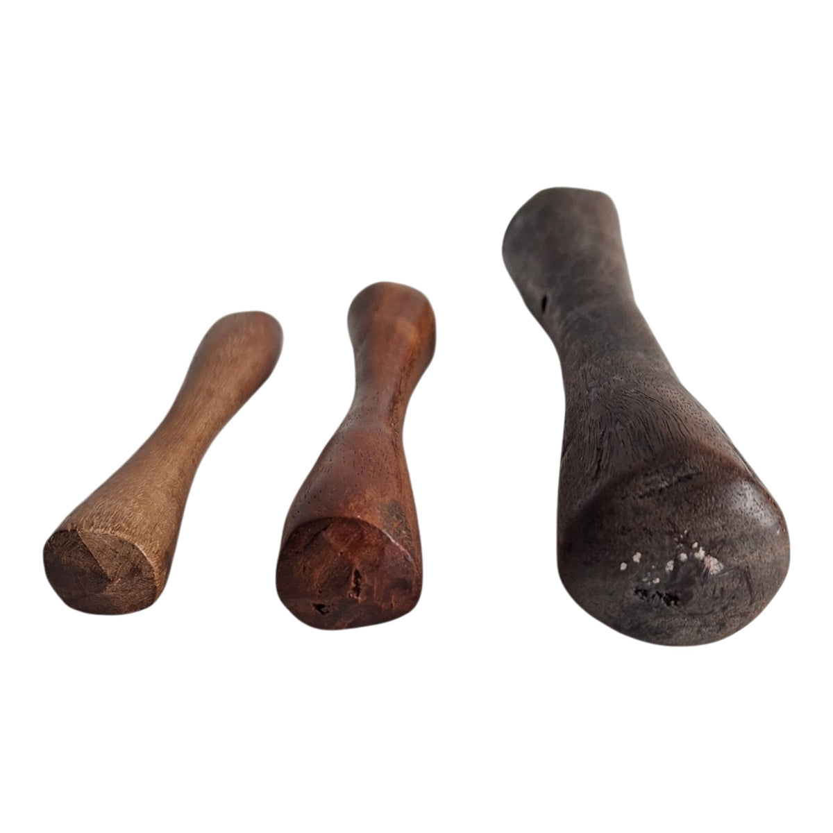 Set van 3 houten Afrikaanse vijzelstampers