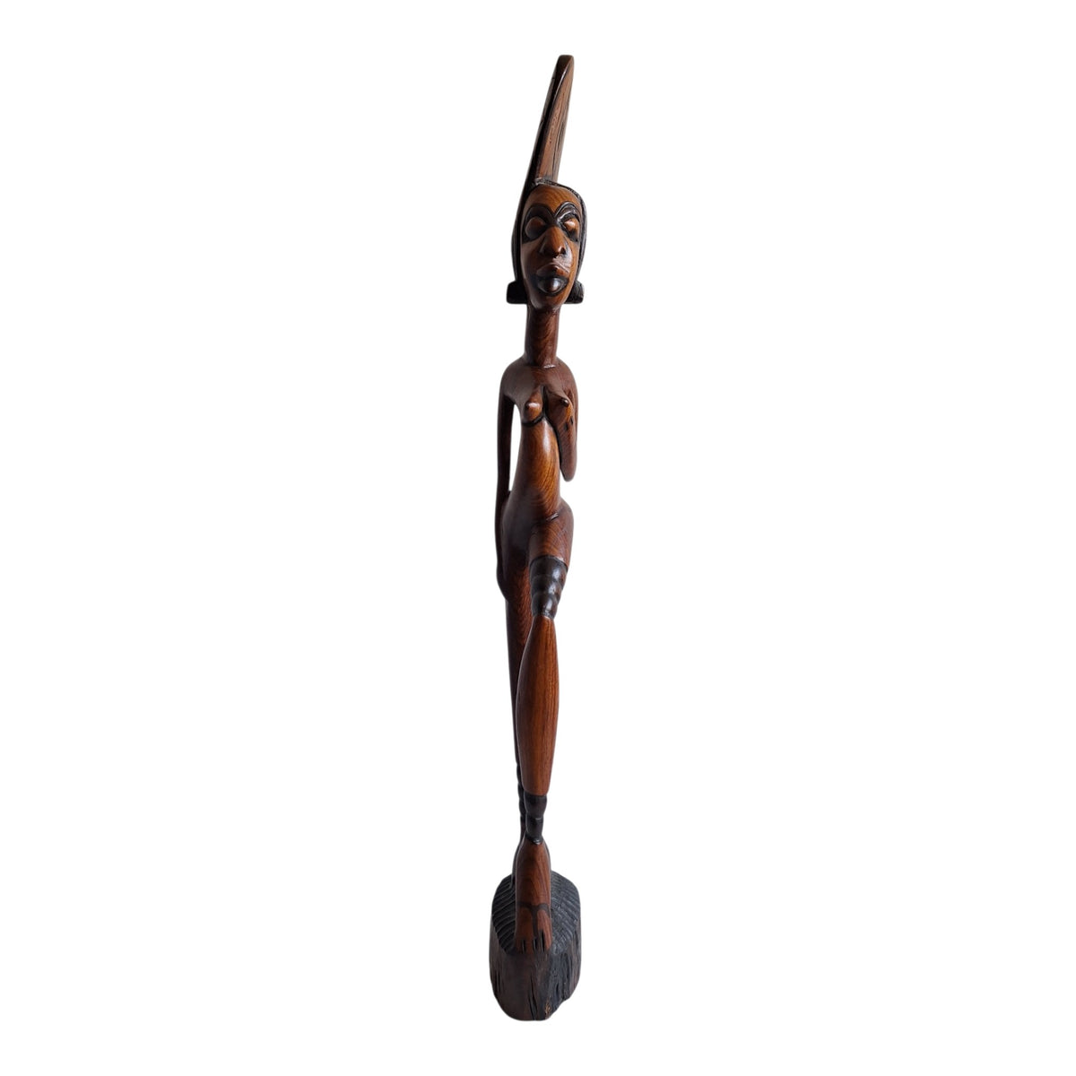 Houten beeld van gestileerde Afrikaanse vrouw - boho stijl