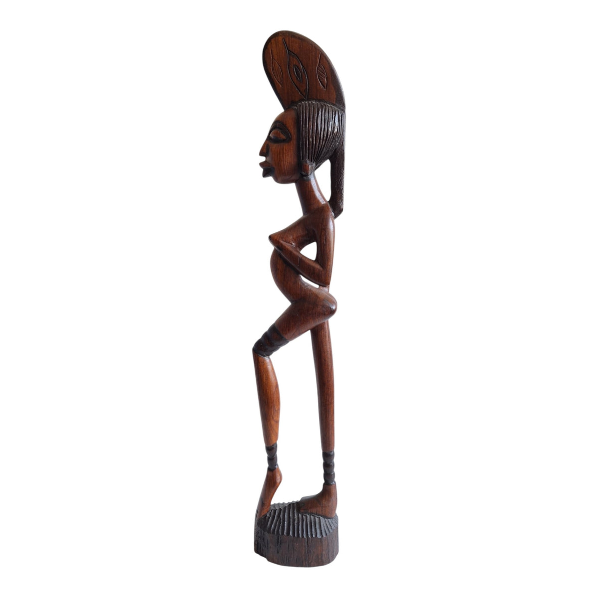 Houten beeld van gestileerde Afrikaanse vrouw - boho stijl