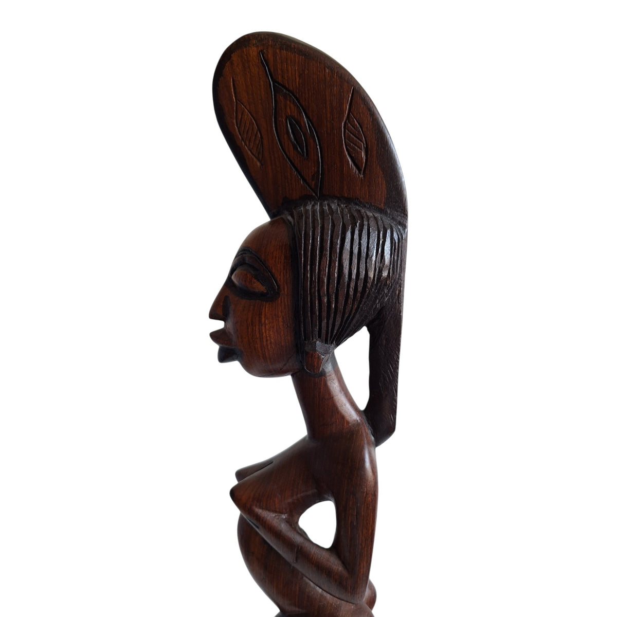 Houten beeld van gestileerde Afrikaanse vrouw - boho stijl