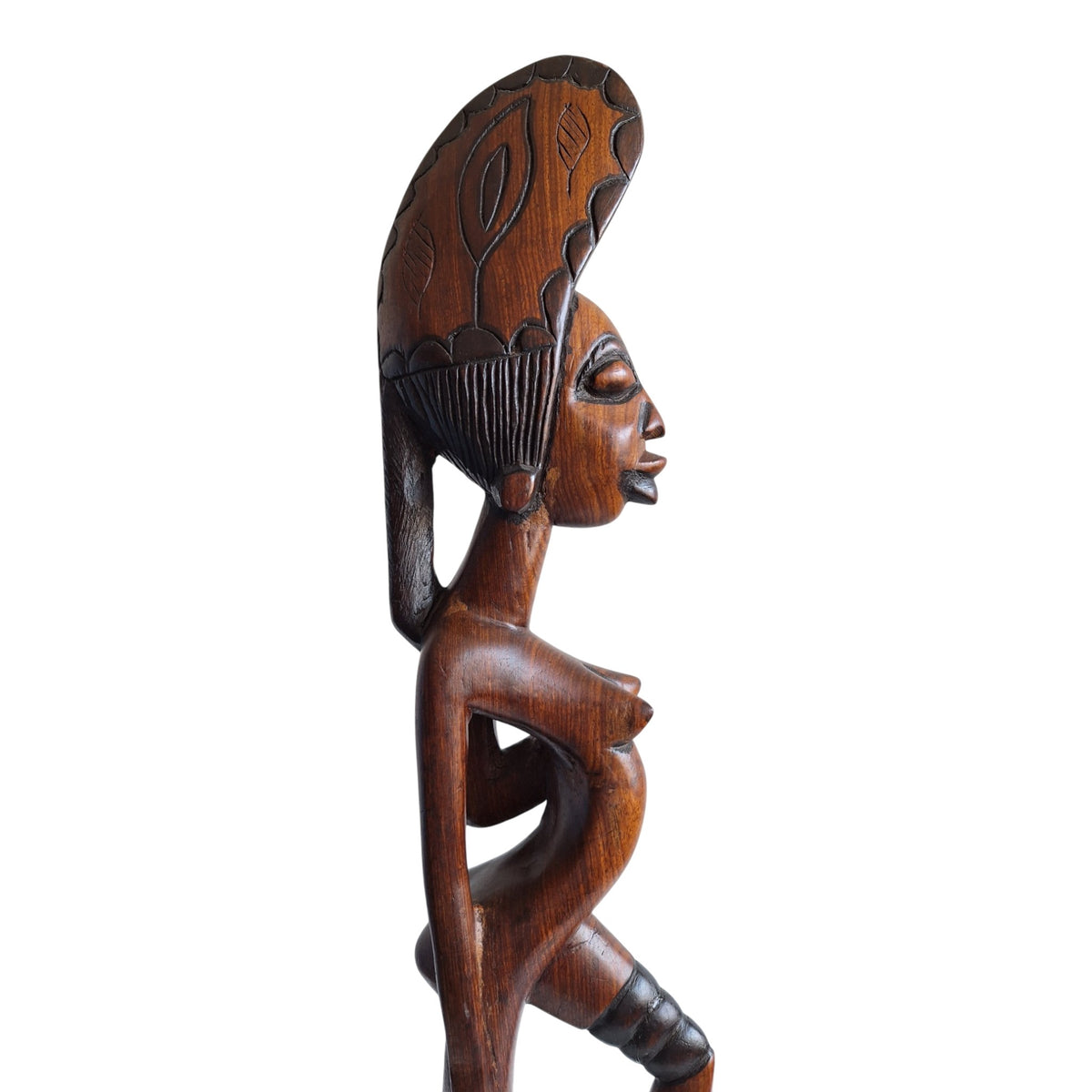 Houten beeld van gestileerde Afrikaanse vrouw - boho stijl