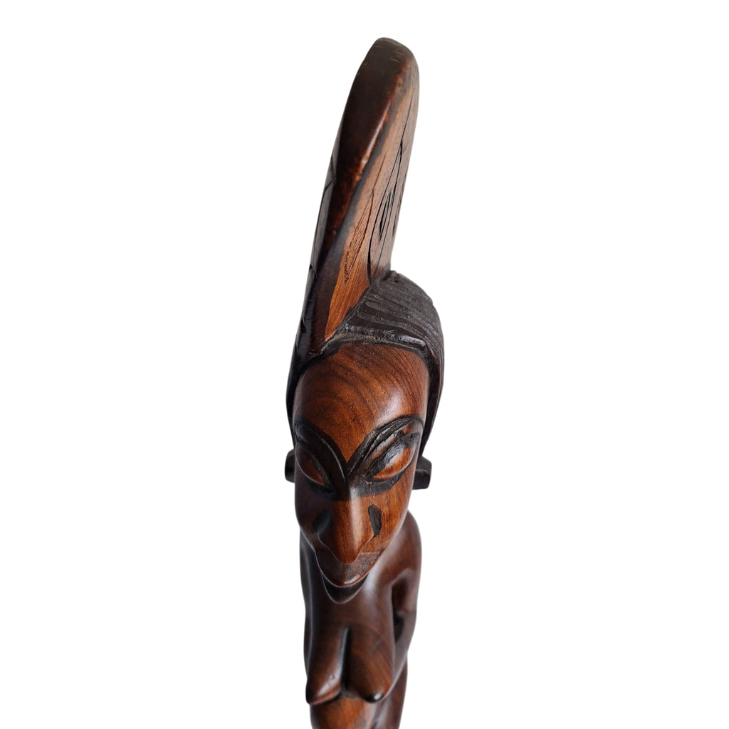 Houten beeld van gestileerde Afrikaanse vrouw - boho stijl