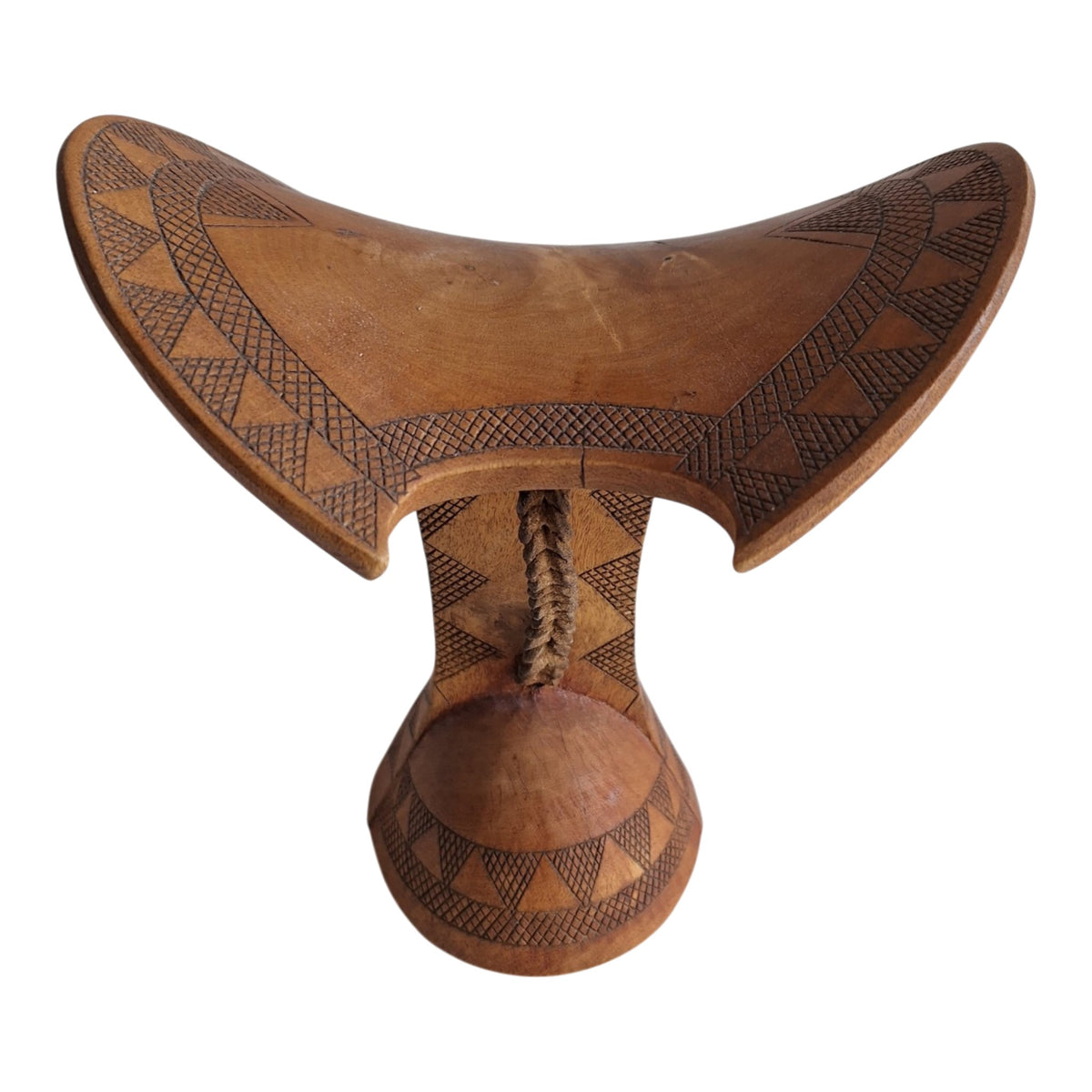 Houten Borkoto-neksteun - geometrische decoratie en draaglus