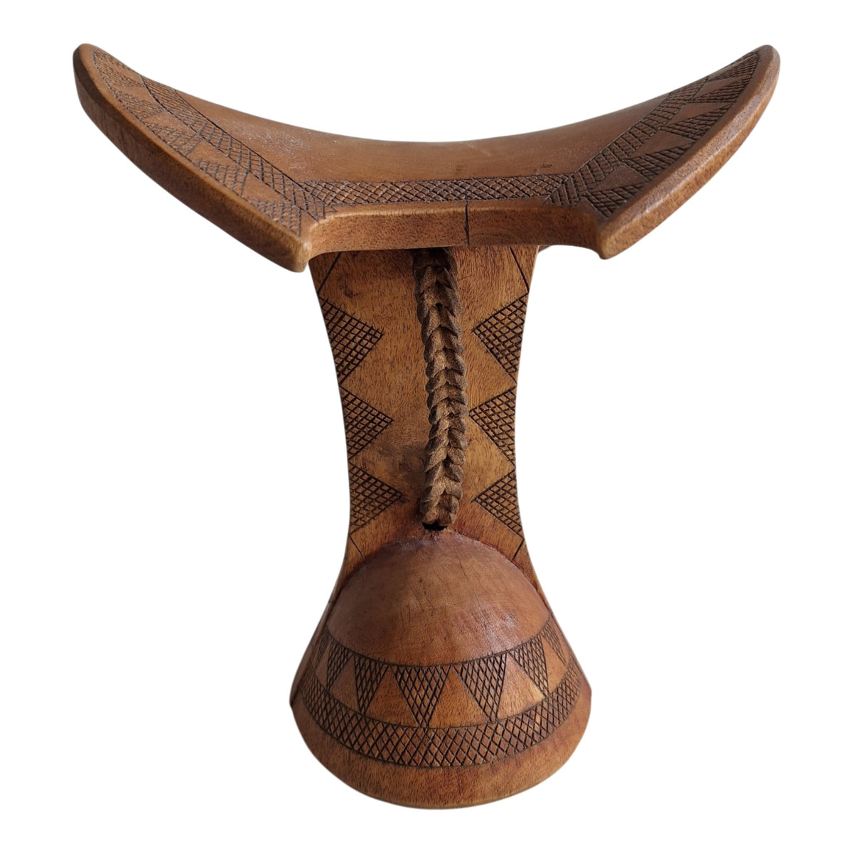 Houten Borkoto-neksteun - geometrische decoratie en draaglus