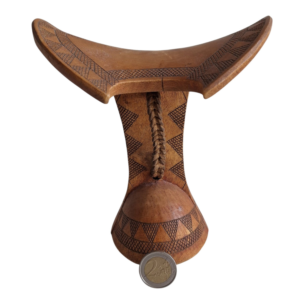 Houten Borkoto-neksteun - geometrische decoratie en draaglus