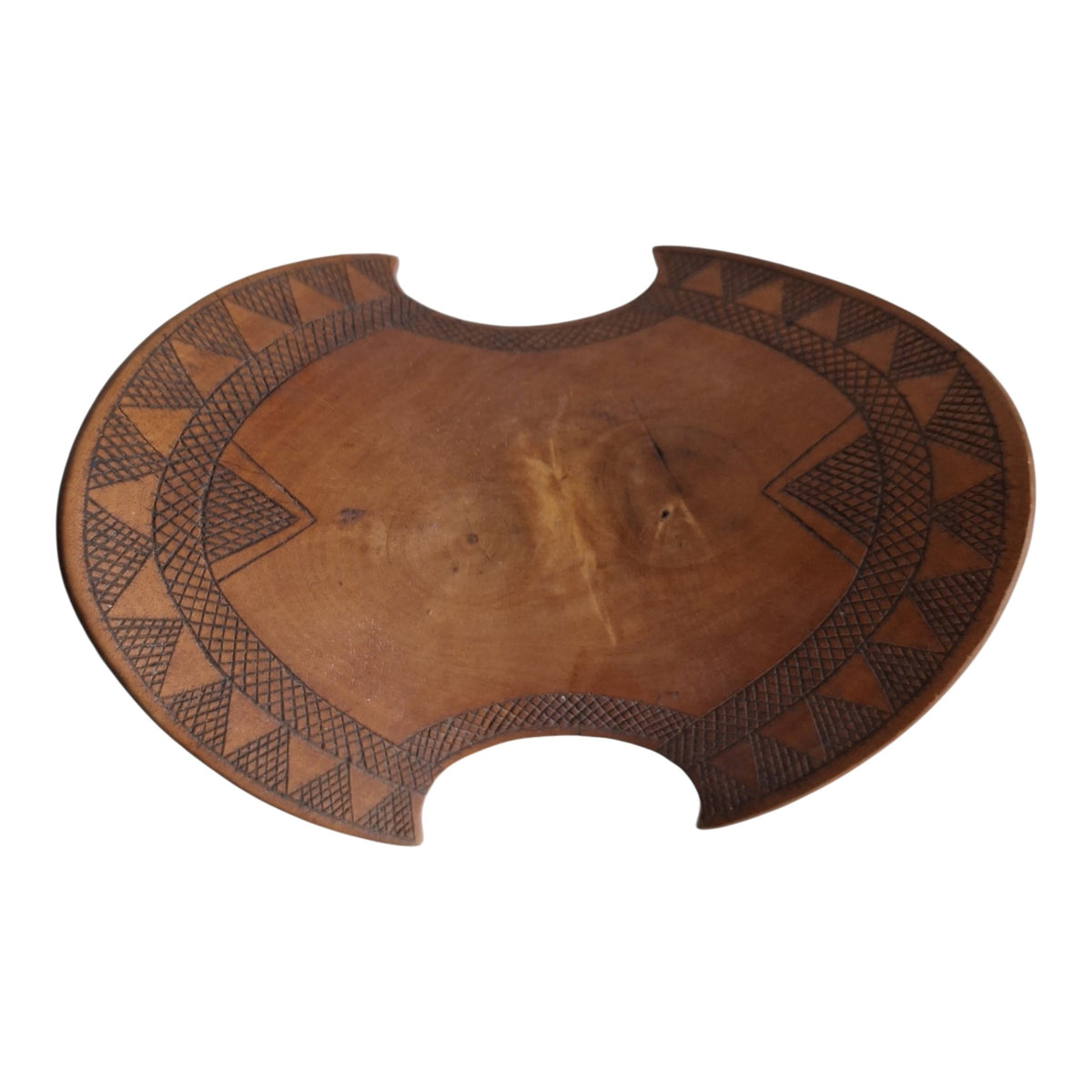 Houten Borkoto-neksteun - geometrische decoratie en draaglus