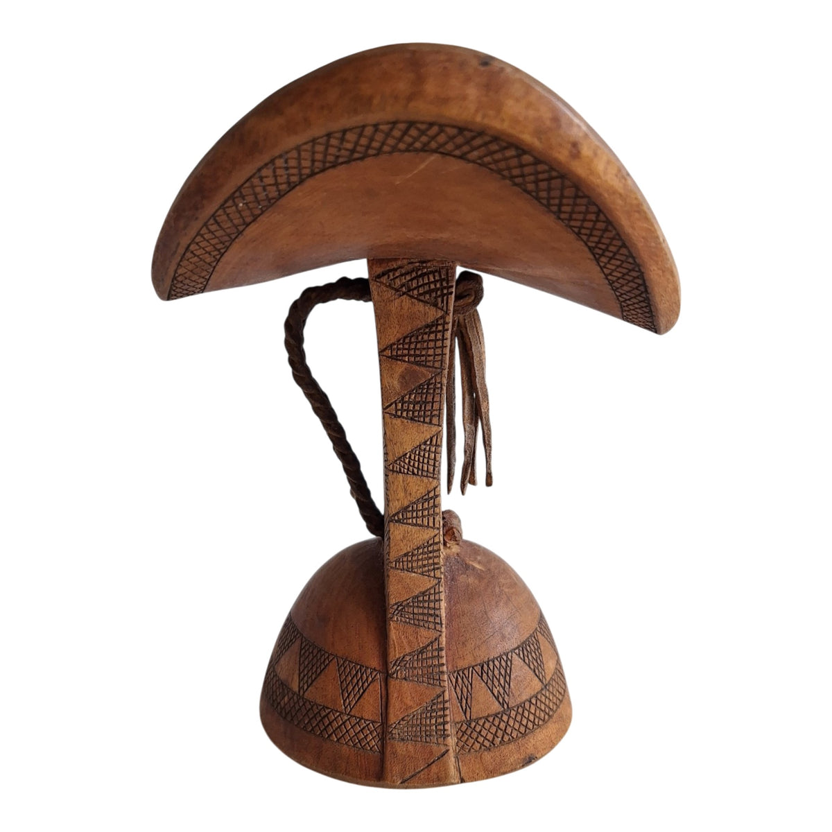 Houten Borkoto-neksteun - geometrische decoratie en draaglus