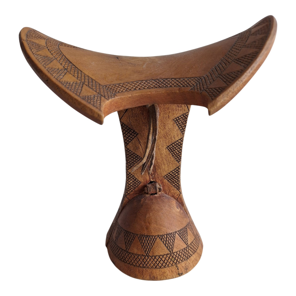Houten Borkoto-neksteun - geometrische decoratie en draaglus