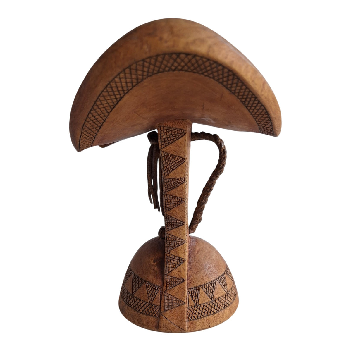 Houten Borkoto-neksteun - geometrische decoratie en draaglus