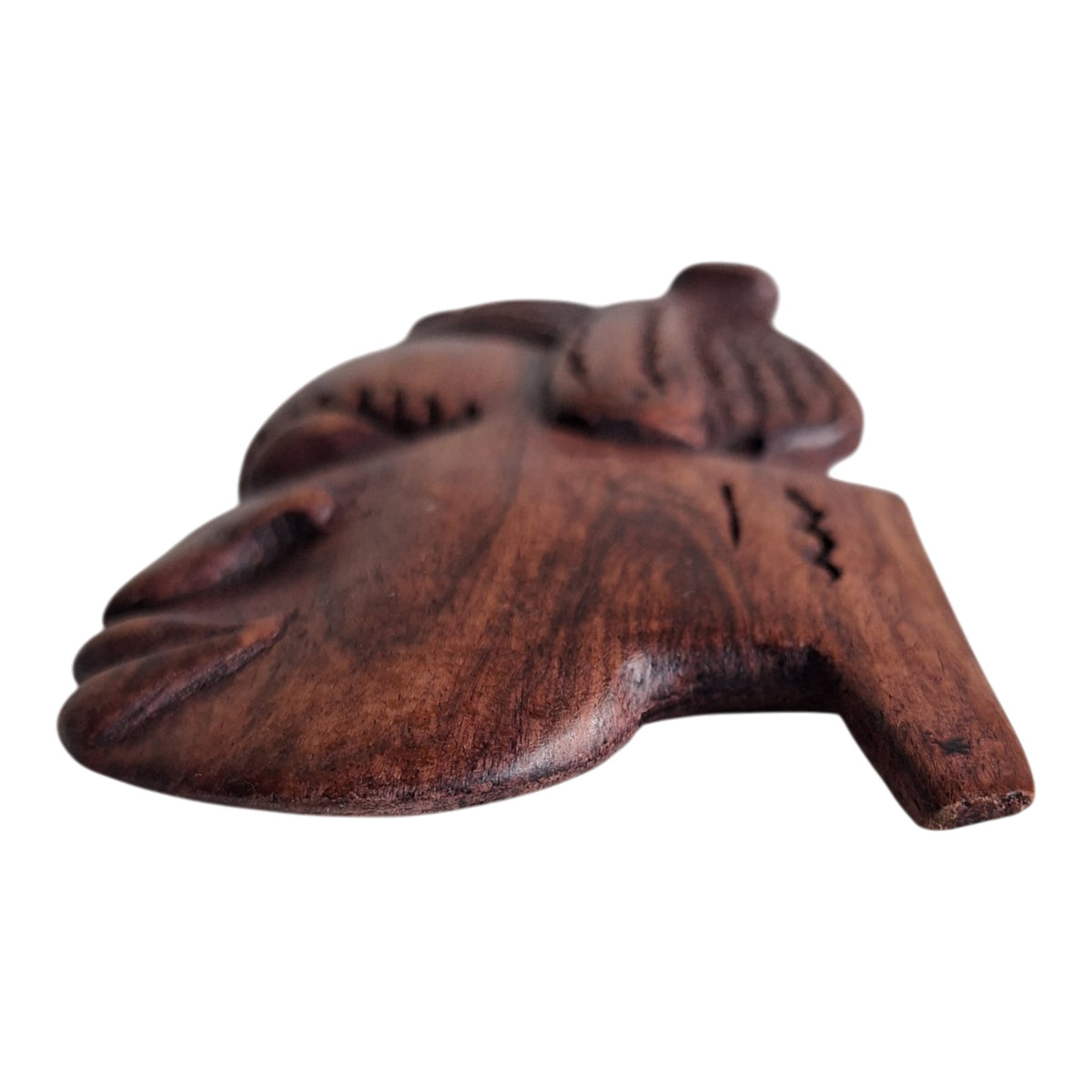 Houten wanddecoratie - vrouwenhoofd in profiel met haardecor